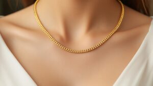18Kゴールドカラーのフラットチェーンネックレス|男性・女性向け結婚披露宴ジュエリーの決定版