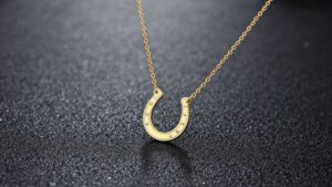 金アレ対応!プチプラで高見えするサージカルステンレス316Lゴールドネックレス:蹄鉄モチーフのお守りスキンジュエリー